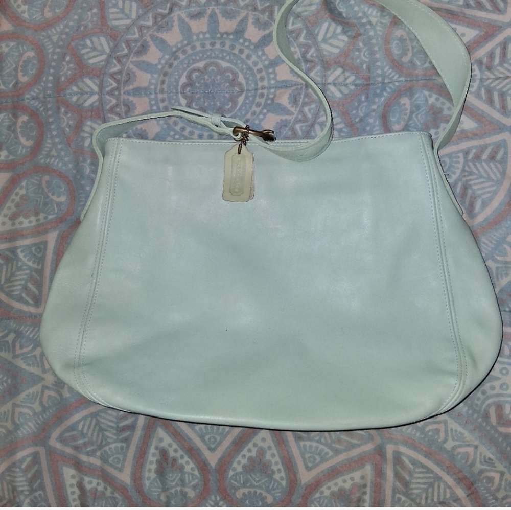 Coach Light Blue Leather Shoulder Bag